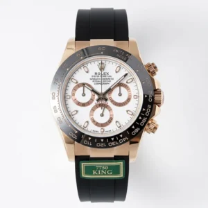 Rolex Daytona Rose Gold Black Rubber Strap Chronograph Luxury Watch