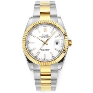 AR Factory Rolex Datejust 41mm Two-Tone Stainless Steel and Yellow Gold Fluted Bezel White Dial Automatic Men’s Watch