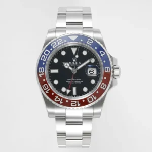 AR Factory Rolex GMT-Master II Pepsi Blue Red Ceramic Bezel Black Dial Stainless Steel Watch