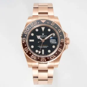 AR Factory Rolex GMT-Master II Everose Gold Black Dial Root Beer Bezel Watch