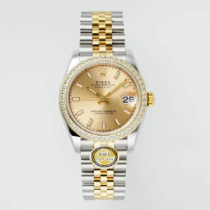 AR Factory Rolex Lady-Datejust 31mm Champagne Dial Diamond-Set Bezel Two-Tone Yellow Gold and Steel Jubilee Bracelet Luxury Watch