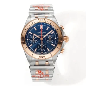 BLS Factory Breitling Chronomat Automatic Chronograph Watch – Blue Dial, Two-Tone Stainless Steel