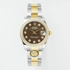 AR Factory Rolex Lady-Datejust Chocolate Dial Diamond Bezel Two-Tone Stainless Steel and Yellow Gold Watch