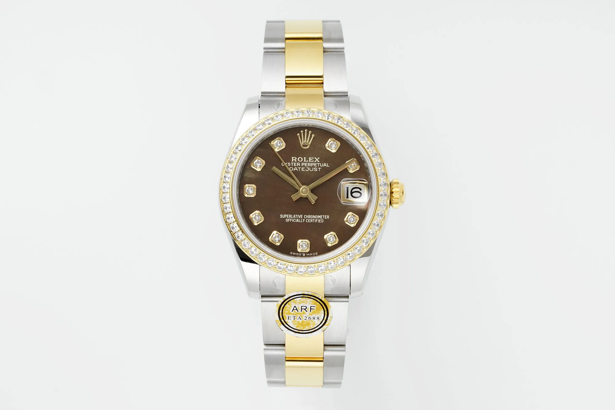 AR Factory Rolex Lady-Datejust Chocolate Dial Diamond Bezel Two-Tone Stainless Steel and Yellow Gold Watch