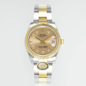 AR Factory Rolex Datejust 31mm Two-Tone Yellow Gold and Steel Oyster Bracelet Champagne Diamond Dial Ladies Watch