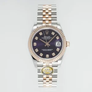 AR Factory Rolex Lady-Datejust 31mm Everose Gold & Steel Aubergine Diamond Dial Jubilee Bracelet Watch