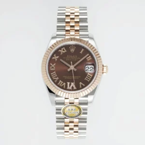 AR Factory Rolex Datejust 31mm Chocolate Dial Roman Numerals Two-Tone Rose Gold and Steel Jubilee Bracelet Women’s Watch