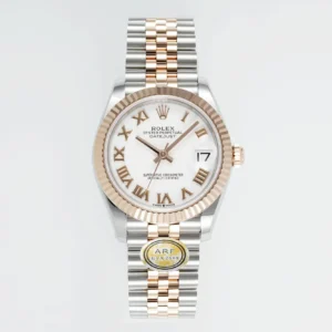 AR Factory Rolex Datejust 31mm Two-Tone Stainless Steel and Rose Gold White Roman Numeral Dial Fluted Bezel Jubilee Bracelet Luxury Watch