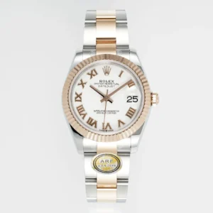 AR Factory Rolex Datejust 31mm White Roman Numeral Dial Two-Tone Stainless Steel and Rose Gold Oyster Bracelet Women’s Watch