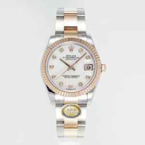 AR Factory Rolex Lady-Datejust 28mm White Mother-of-Pearl Dial Diamond Bezel Two-Tone Stainless Steel and Yellow Gold Jubilee Bracelet Women’s Watch