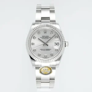 AR Factory Rolex Datejust 31mm Stainless Steel Oyster Bracelet White Dial Diamond Hour Markers Fluted Bezel Automatic Women’s Watch