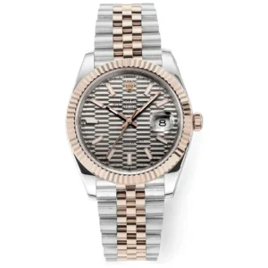 AR Factory Rolex Datejust 41mm Two-Tone Stainless Steel and Everose Gold Watch with Grey Textured Dial and Jubilee Bracelet