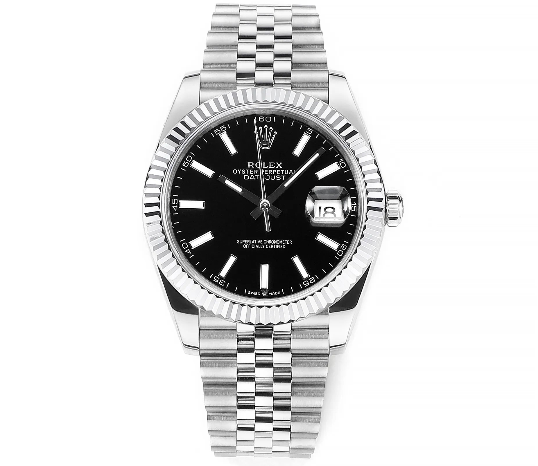 AR Factory Rolex Datejust 41mm Stainless Steel Fluted Bezel Black Dial Jubilee Bracelet Men’s Luxury Watch