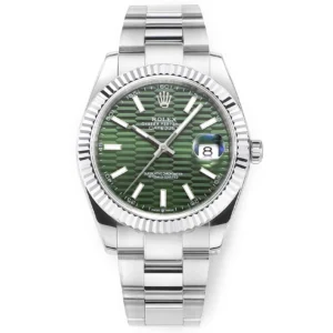 AR Factory Rolex Datejust 41mm Stainless Steel Green Dial Fluted Bezel Oyster Bracelet Automatic Men’s Watch