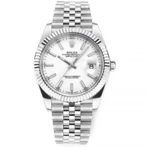 AR Factory Rolex Datejust 41mm Stainless Steel White Dial Fluted Bezel Jubilee Bracelet Automatic Men’s Watch