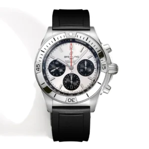 BLS Factory Breitling Chronomat B01 Automatic Chronograph Watch – Silver Case, White Panda Dial