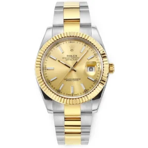 AR Factory Rolex Datejust 41mm Two-Tone Stainless Steel and Yellow Gold Fluted Bezel Champagne Dial Automatic Men’s Watch