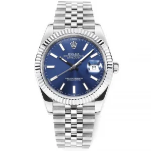 AR Factory Rolex Datejust 41mm Blue Dial Fluted Bezel Stainless Steel Jubilee Bracelet Men’s Watch