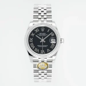 AR Factory Rolex Datejust 31mm Stainless Steel Watch with Black Roman Numeral Dial and Jubilee Bracelet