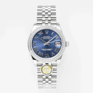 AR Factory Rolex Datejust 31mm Blue Roman Dial Diamond Bezel Stainless Steel Jubilee Bracelet Women’s Luxury Watch