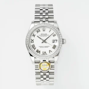 AR Factory Rolex Datejust 31mm White Roman Numeral Dial Diamond Bezel Stainless Steel Jubilee Bracelet Ladies Watch
