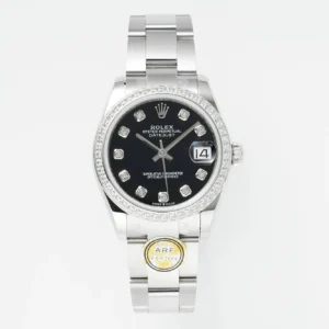 AR Factory Rolex Datejust 31mm Black Dial Diamond Bezel Stainless Steel Oyster Bracelet Automatic Women’s Watch