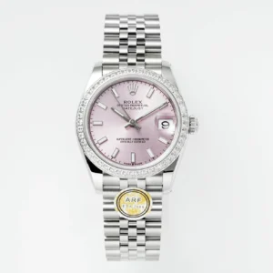 AR Factory Rolex Datejust 31mm Pink Dial Diamond Bezel Stainless Steel Jubilee Bracelet Women’s Luxury Watch