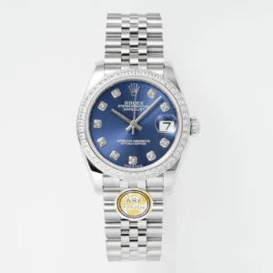 AR Factory Rolex Datejust 31mm Blue Dial Diamond Bezel Stainless Steel Jubilee Bracelet Women’s Luxury Watch