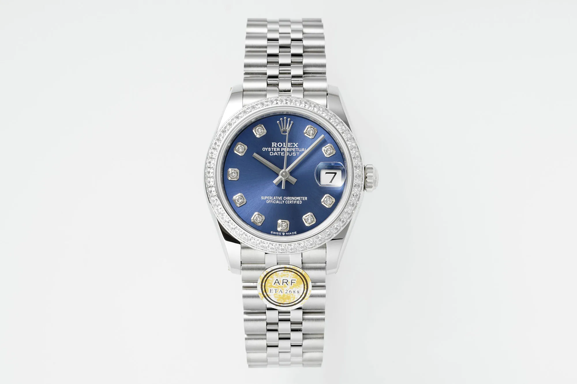 AR Factory Rolex Datejust 31mm Blue Dial Diamond Bezel Stainless Steel Jubilee Bracelet Women’s Luxury Watch