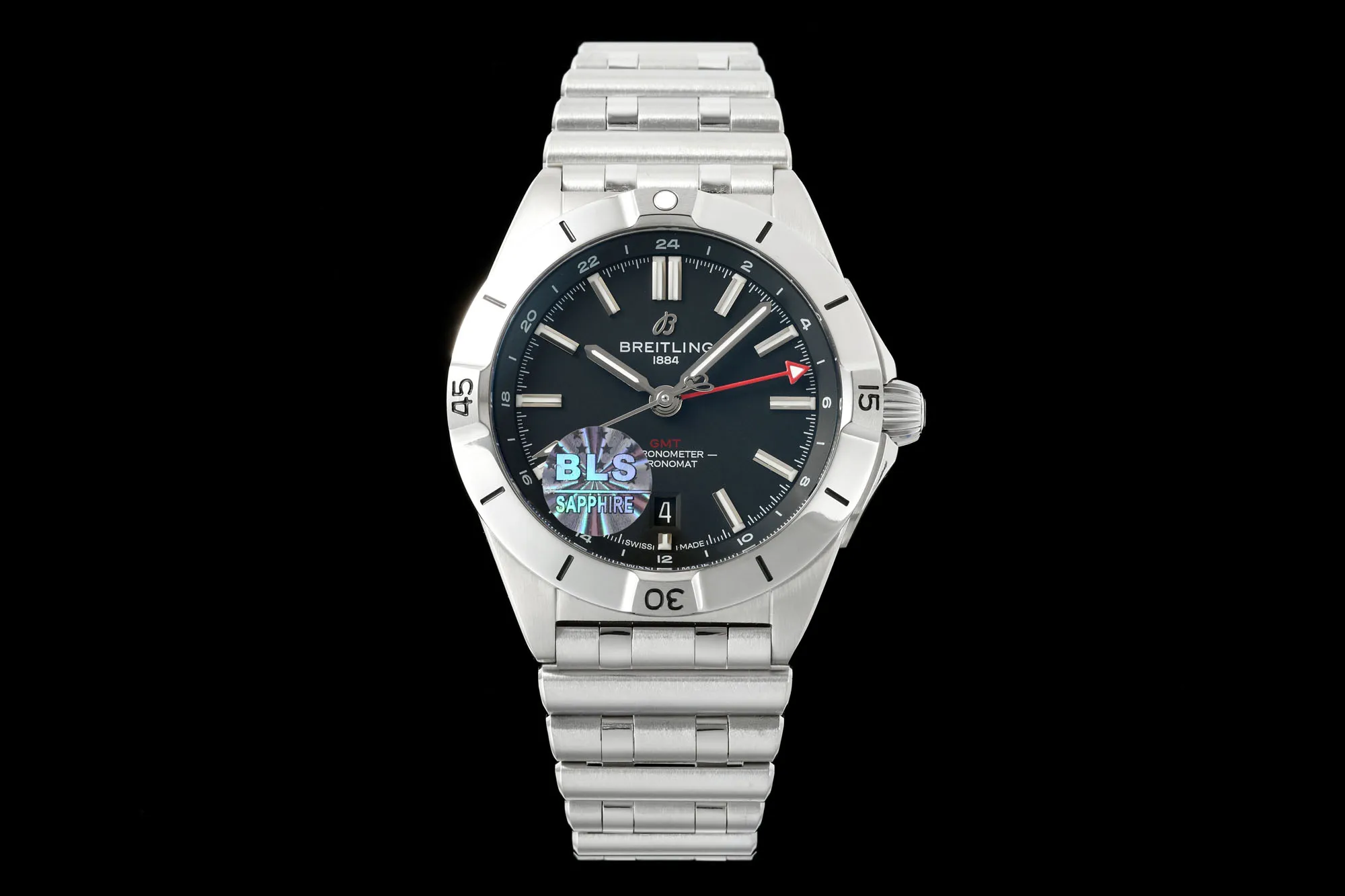 BLS Factory Breitling Chronomat Automatic Men’s Watch – Black Dial with Red Accents
