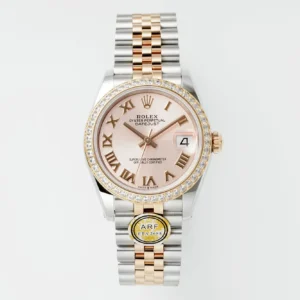 AR Factory Rolex Lady-Datejust 28mm Pink Dial Diamond Bezel Two-Tone Stainless Steel and Yellow Gold Jubilee Bracelet Automatic Watch