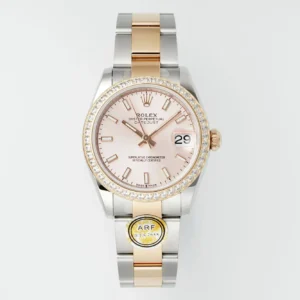 AR Factory Rolex Datejust 31mm Two-Tone Stainless Steel and Yellow Gold Pink Dial Diamond Bezel Women’s Watch