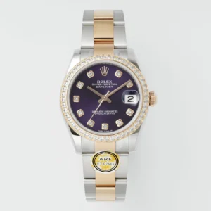 AR Factory Rolex Datejust 31mm Purple Dial Diamond Bezel Two-Tone Stainless Steel and Rose Gold Automatic Women’s Watch