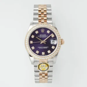 AR Factory Rolex Datejust 31mm Aubergine Dial Diamond Bezel Two-Tone Jubilee Bracelet Ladies Watch