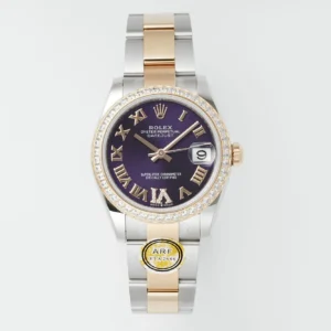 AR Factory Rolex Datejust 31mm Purple Dial Diamond Bezel Two-Tone Oyster Bracelet Ladies Watch