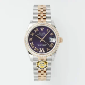 AR Factory Rolex Datejust 31mm Two-Tone Steel and Yellow Gold Aubergine Diamond Dial Jubilee Bracelet Watch