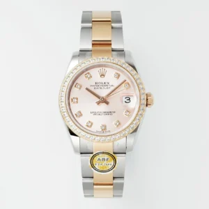 AR Factory Rolex Datejust 31mm Two-Tone Rose Gold and Steel Ladies Watch with Pink Diamond-Set Dial and Bezel