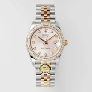 AR Factory Rolex Datejust 31mm Two-Tone Oystersteel and Yellow Gold Pink Dial Diamond Bezel Jubilee Bracelet Women’s Watch