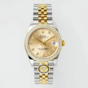 AR Factory Rolex Datejust 31mm Champagne Dial Diamond Bezel Two-Tone Yellow Gold & Stainless Steel Jubilee Bracelet Women’s Watch