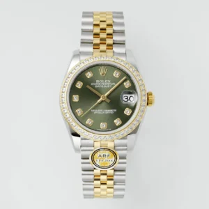 AR Factory Rolex Datejust 31mm Olive Green Dial Diamond Bezel Two-Tone Gold & Steel Jubilee Bracelet Ladies Watch