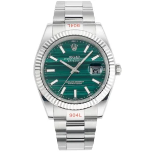 VS Factory Rolex Datejust 41mm Green Palm Motif Dial Fluted Bezel Oystersteel Oyster Bracelet Watch