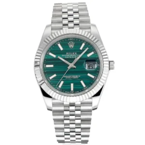 VS Factory Rolex Datejust 41mm Green Striped Dial Fluted Bezel Jubilee Bracelet Stainless Steel Watch