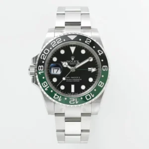 VS Factory Super Clone Rolex GMT-Master II 40mm Stainless Steel Super Clone Watch with Green and Black Ceramic Bezel, Black
