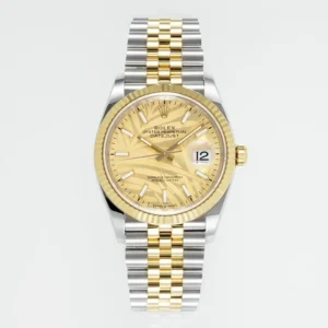 VS Factory Rolex Datejust 36mm Yellow Gold and Stainless Steel Champagne Palm Motif Watch