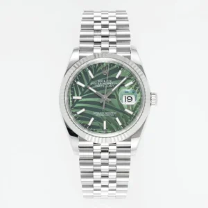 VS Factory Rolex Datejust 36mm Green Palm Motif Dial Stainless Steel Jubilee Bracelet Automatic Watc