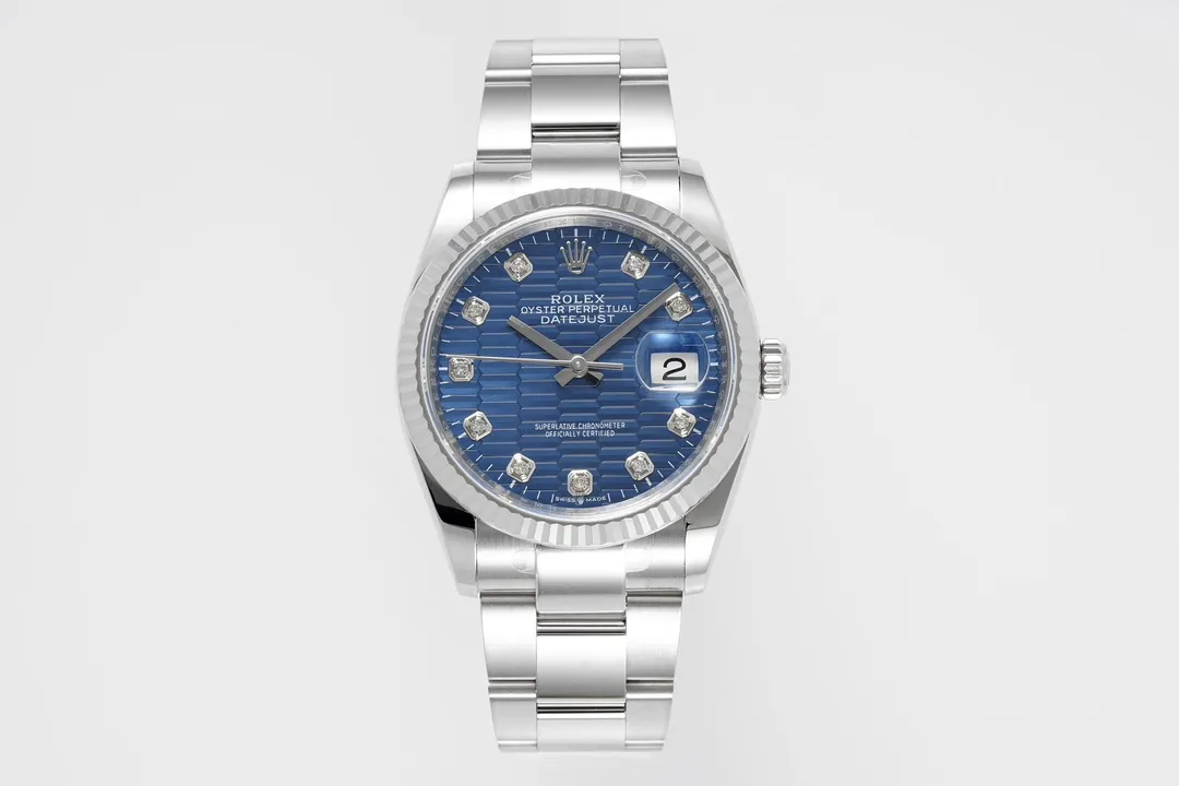 VS Factory Rolex Datejust 36mm Blue Diamond-Set Dial Stainless Steel Oyster Bracelet Men’s Watch