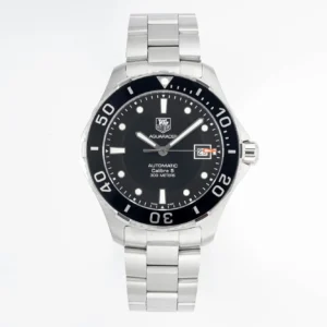 V6 Factory TAG Heuer Series Watch – Silver Stainless Steel, Black Dial, Automatic Diver Style, 100m Waterproof, Super Clone Replica Edition