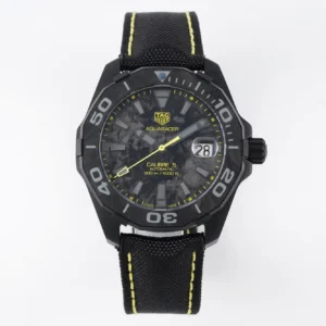 V6 Factory TAG Heuer Series Watch – Black Carbon Fiber Dial, Yellow Stitching Strap, Formal & Casual Style, SW200 Movement, Super Clone Replica Edition