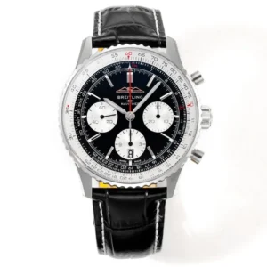 BLS Factory Breitling Navitimer Chronograph Automatic Men’s Watch – Black Dial, White Subdials, Blac