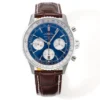BLS Factory Breitling Navitimer B01 Chronograph 43mm Blue Dial Silver Case Brown Leather Strap Watch